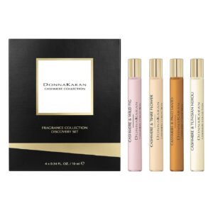 DONNA KARAN CASHMERE COLLECTION 4 X 0.34 EAU DE PARFUM SPRAY SET: CASHMERE & WILD FIG + CASHMERE & TIARE FLOWER + CASHMERE & PALO SANTO + CASHMERE & TUNISIAN NEROLI