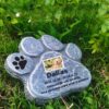 Outdoor Resin Pawprint Remembrance Tombstone With 4x3 Inch Personalized Picture Frame Pet Memorial Gifts For Lawn Backyard Courtyard green product without words