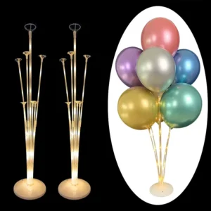 Color: iridescent - 7Tubes Balloons Stand Balloon Holder Column Confetti Balloon Baby Shower Kids Birthday Party Wedding Decoration Supplies