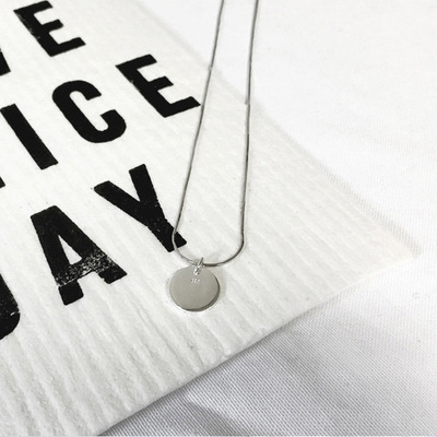 Clean Slate Geometry Round Personalized 925 Sterling Silver DIY Pendant