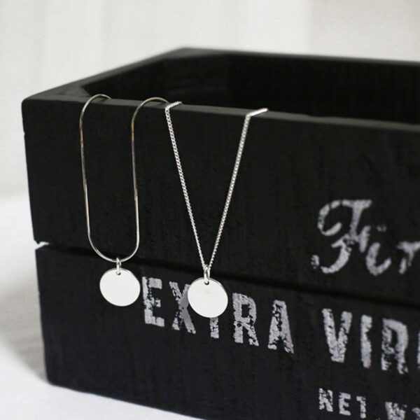 Clean Slate Geometry Round Personalized 925 Sterling Silver DIY Pendant