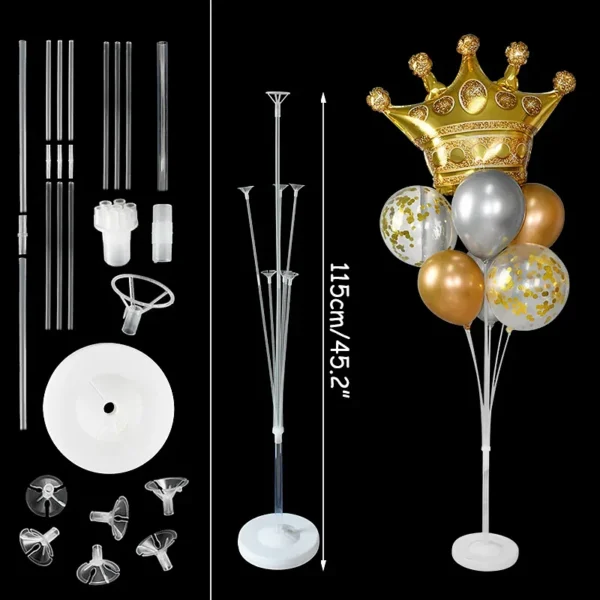 Color: iridescent - 7Tubes Balloons Stand Balloon Holder Column Confetti Balloon Baby Shower Kids Birthday Party Wedding Decoration Supplies