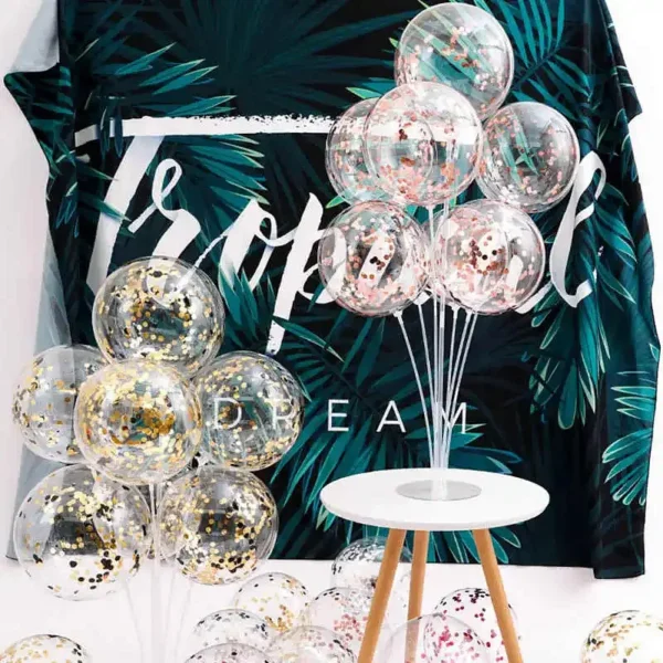 Color: Clear - 7Tubes Balloons Stand Balloon Holder Column Confetti Balloon Baby Shower Kids Birthday Party Wedding Decoration Supplies