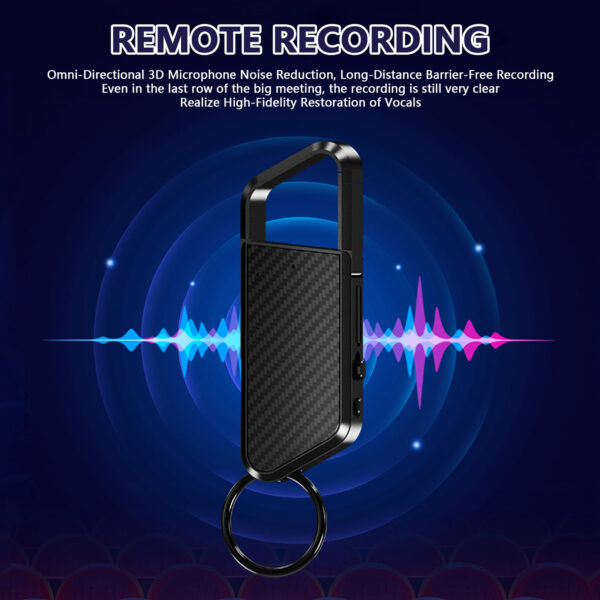 Mini Dictaphone Noise Reduction Audio Recorder Recording Portable Hook Keychain Meeting/Medical Visit Recorder 16GB