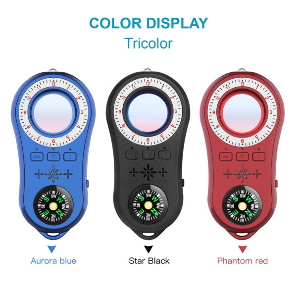 Portable Anti Spy Camera Detector Anti-theft Alarm Surveillance Anti-candid Infrared Scanner Detector S100 Black