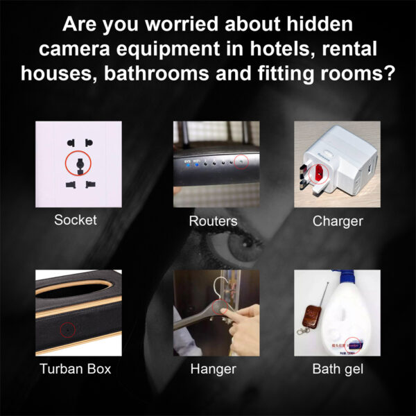 Portable Anti Spy Camera Detector Anti-theft Alarm Surveillance Anti-candid Infrared Scanner Detector S100 Black