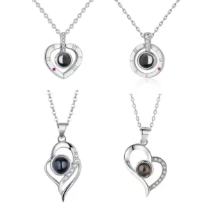 Heart Projection Personalized Photo Necklace Pet Photo Pendant Chain Pet Memorial