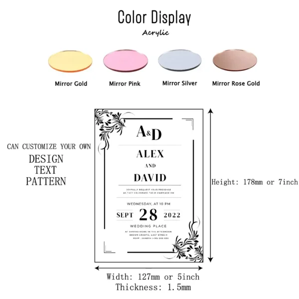 Color: PURPLE, Size: S - Acrylic Invitation, Personalized  Party Invitations