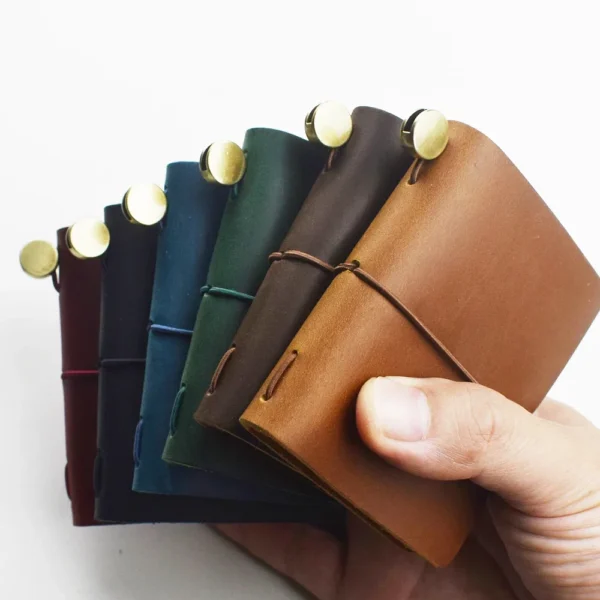 Color: green - 1pc Leather Pocket Notebook 60 Blank Inner Pages Note Book for Sketching, Quoting, Notes & Journals