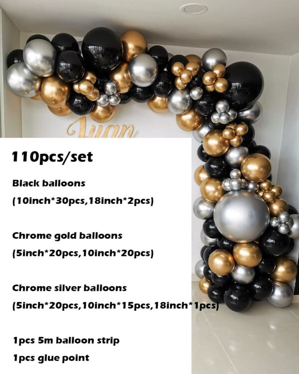 b59eb2dc-da94-4375-b3c2-b3faf18fae64.jpg New 18 Inch Black Gold Latex Party Balloon Chain Set