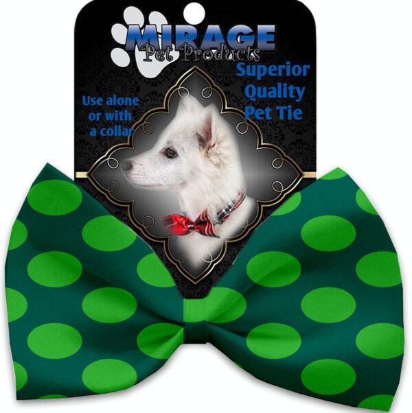 1227-BT.jpg Green on Green Dots Pet Bow Tie