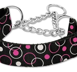 Retro Nylon Ribbon Collar Martingale Black Medium