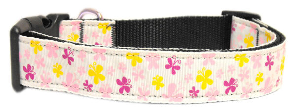 125-005-SMWT.jpg Butterfly Nylon Ribbon Collar White Sm