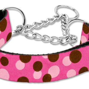 Confetti Dots Nylon Collar Martingale Bright Pink Large