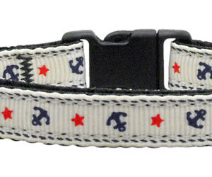 Anchors Nylon Ribbon Collar White Cat Safety