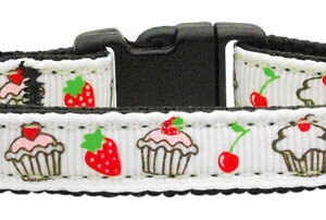 Cupcakes Nylon Ribbon Collar White Cat Safety