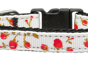 Roses Nylon Ribbon Collar Red Small