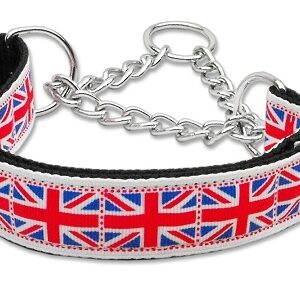 Tiled Union Jack(UK Flag) Nylon Ribbon Collar Martingale Medium