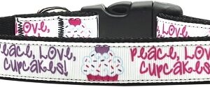 Peace Love Cupcakes Dog Collar Large