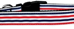Patriotic Stripes Nylon Dog Collar Large