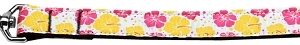 Pink and Yellow Hibiscus Flower Nylon Dog Leash 4 Foot