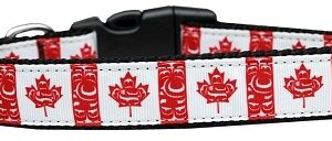 Canadian Flag in Swirls Nylon Dog Collar XS