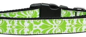 Damask Lime Green Nylon Dog Collar XS