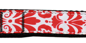 Damask Red Nylon Dog Leash 3/8 inch wide 6ft Long