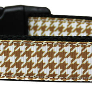 Brown Houndstooth Nylon Dog Collar Large