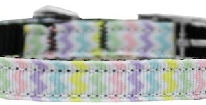 Spring Chevron Nylon Dog Collar with classic buckle 3/8" Size 16