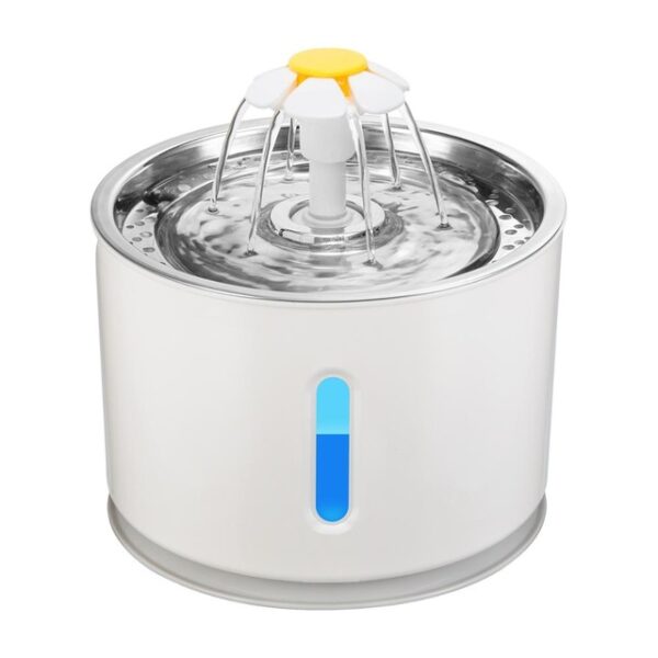 Color: Stainless steel, style: CH - Automatic Pet Cat Water Fountain with LED Light