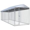 Dog Kennel Silver Galvanized Steel Large Outdoor Dog Kennel