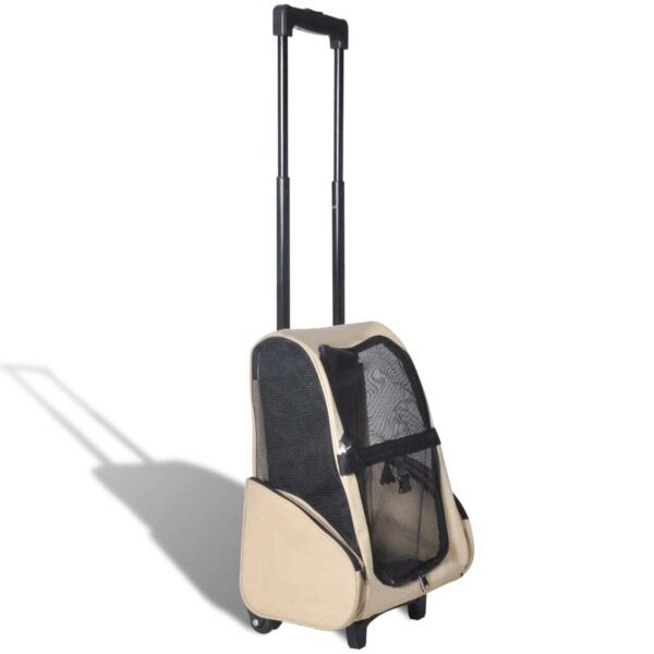 Pet Carrier Beige Polyester and Metal Suitable for small pets