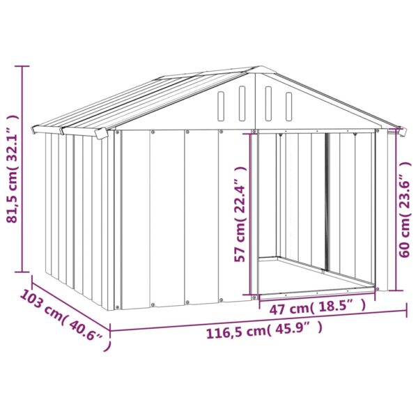 Dog House Grey Galvanized steel 45.9 x 40.6 x 32.1 in Durable