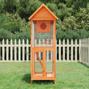 Bird House Brown, Green Solid pine wood, plywood, wire mesh Large