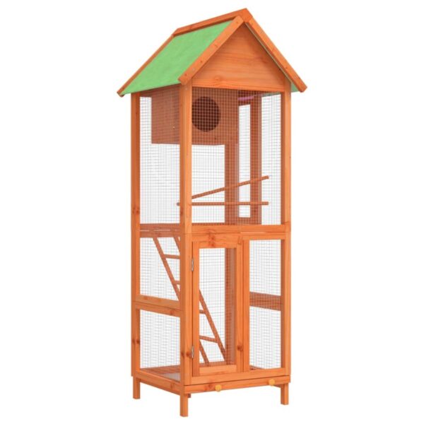 Bird House Brown, Green Solid pine wood, plywood, wire mesh Large