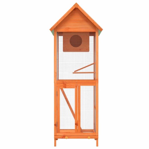 Bird House Brown, Green Solid pine wood, plywood, wire mesh Large