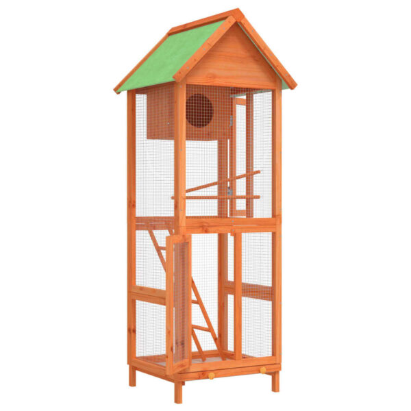 Bird House Brown, Green Solid pine wood, plywood, wire mesh Large