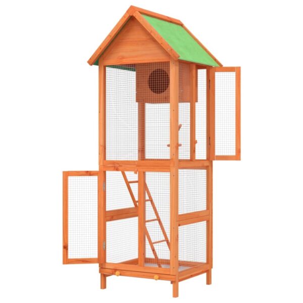 Bird House Brown, Green Solid pine wood, plywood, wire mesh Large