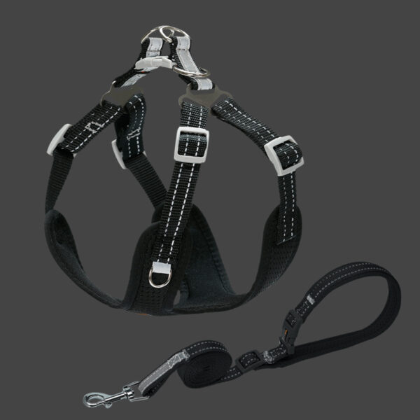 Color: Black, Size: XS - Pet Small And Medium Sized Dog Vest Collar Traction Rope