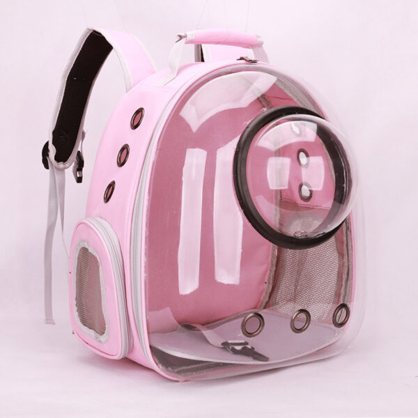 Color: Pink, style: Transparent black circle - Space Capsule Pet Out Bag Portable Backpack Breathable Cat Bag Dog Outdoor Product