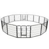 Dog Playpen Black Powder-Coated Steel Large Collapsible