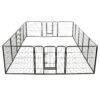 Dog Playpen Black Powder-Coated Steel Large Collapsible
