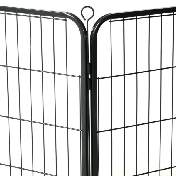 Dog Playpen Black Powder-Coated Steel Large Collapsible
