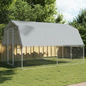 Dog Cage Silver Galvanized Steel Large Sturdy Dog Cage
