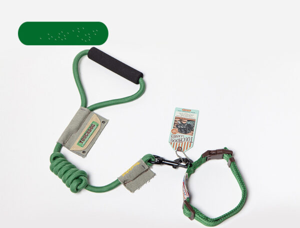 Color: Green, Style: Neck-7mm, Size:  - Chest back suit dog leash