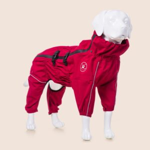 Color: Red, Size: 3XL Plus - Medium Large Dog Four-legged Waterproof All Inclusive Breathable Jacket