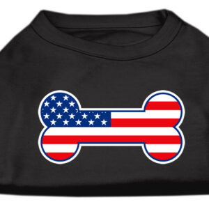Bone Shaped American Flag Screen Print Shirts Black L