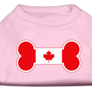 Bone Shaped Canadian Flag Screen Print Shirts Light Pink XL