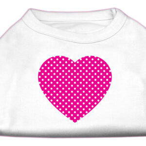 Pink Swiss Dot Heart Screen Print Shirt White S